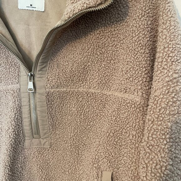 ABERCROMBIE & FITCH Beige Soft AF 1/4 Zip Pullover Crop Jacket Teddy - Medium - Picture 9 of 14